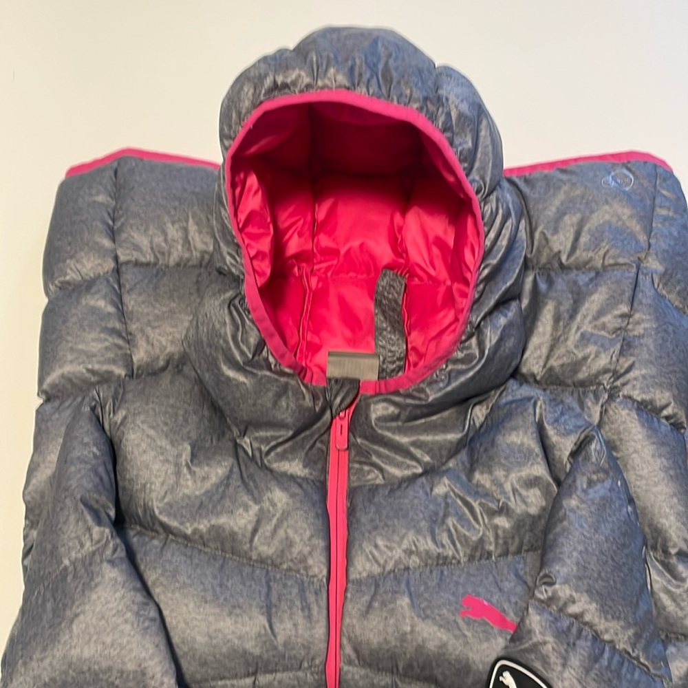 Puma W Med Down Hooded Puffer Lightweight Jacket Coat
